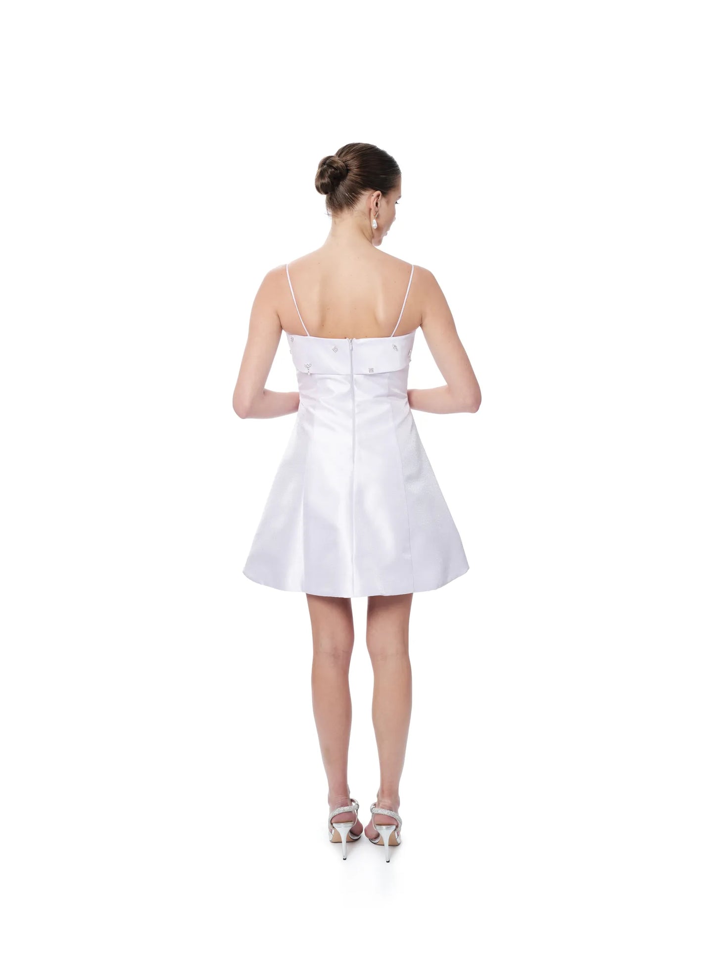 Beaded formal dress short thin straps