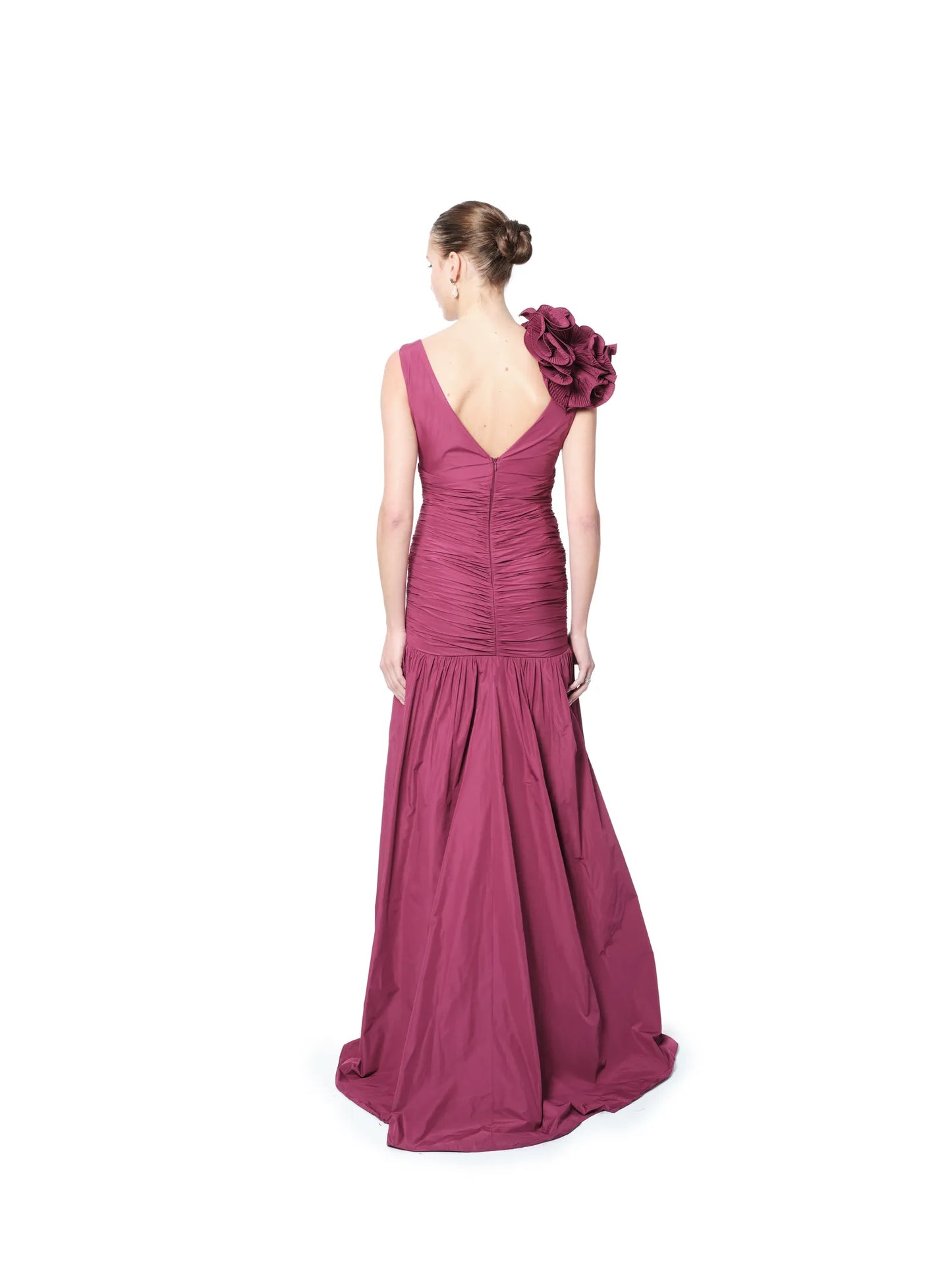 Long evening dress sleeveless floral shoulder