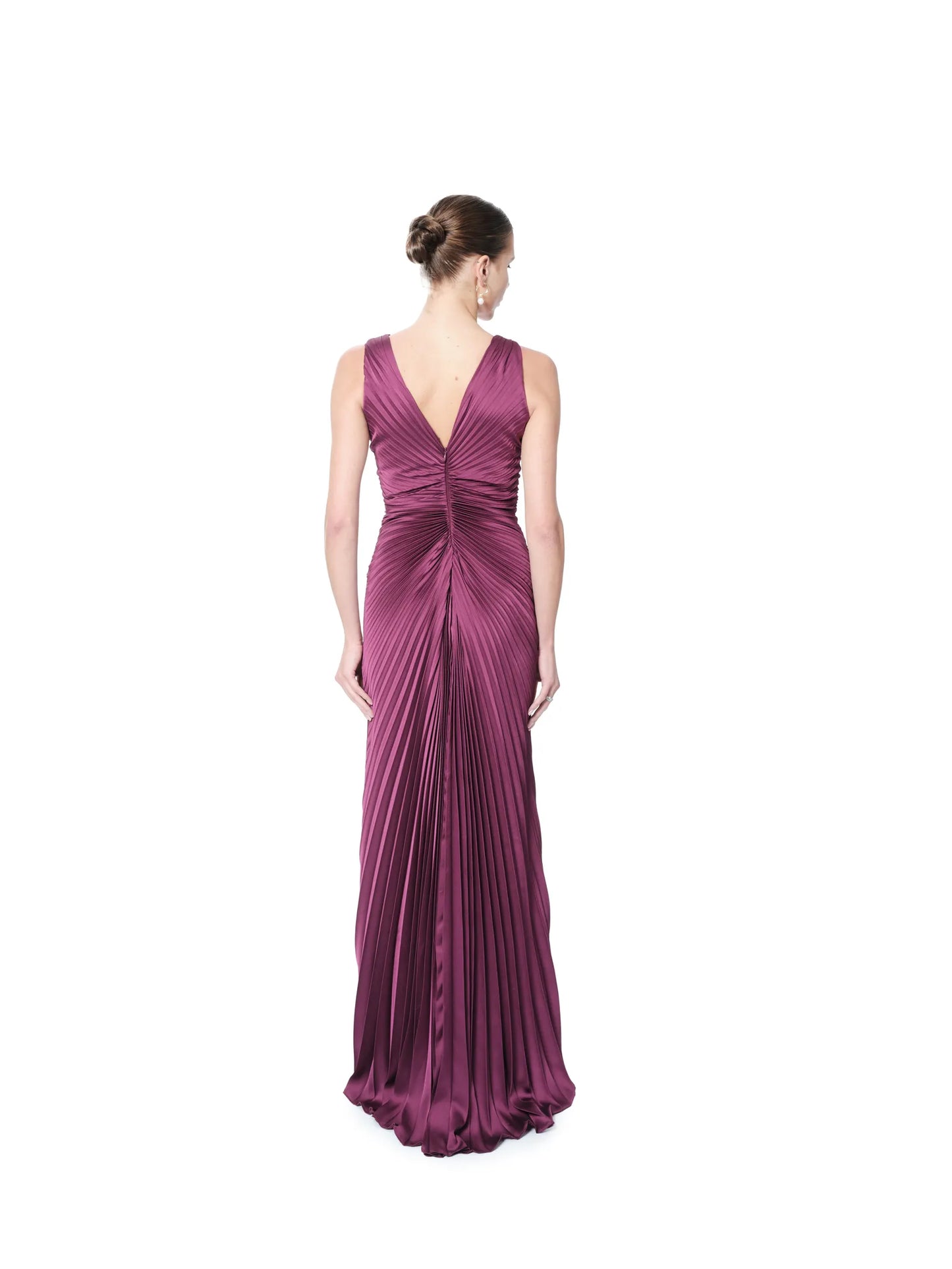 Pleated evening gown crystal waist formal
