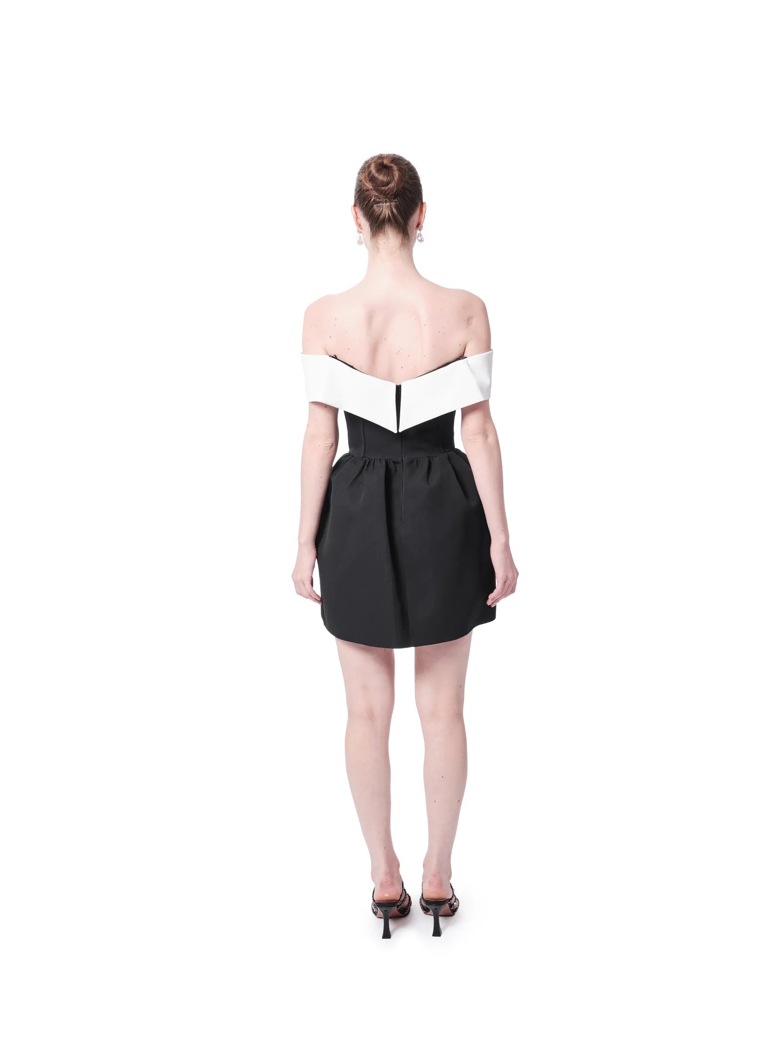 Two tone cocktail dress off shoulder with bow back view