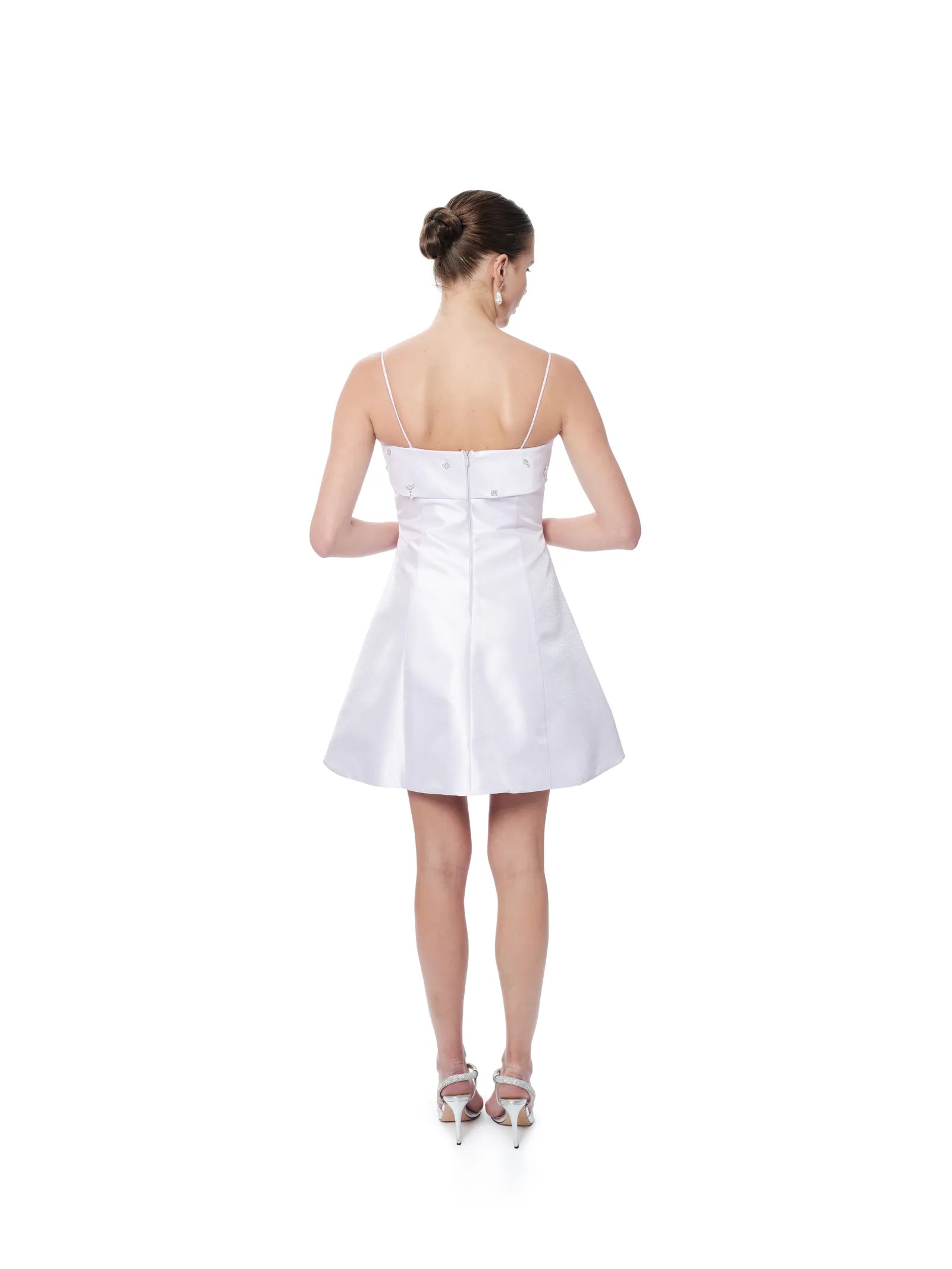 Beaded formal dress short thin straps