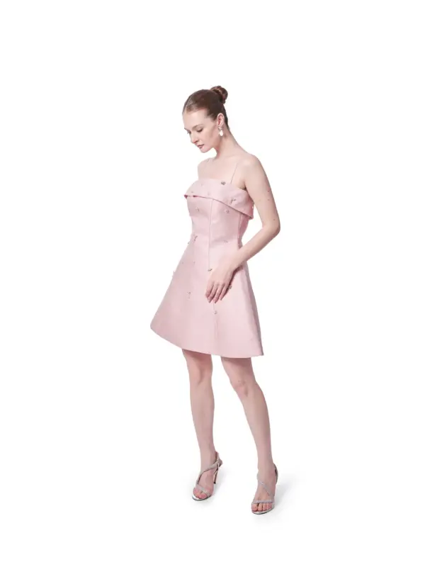 Beaded cocktail dress A-line thin straps