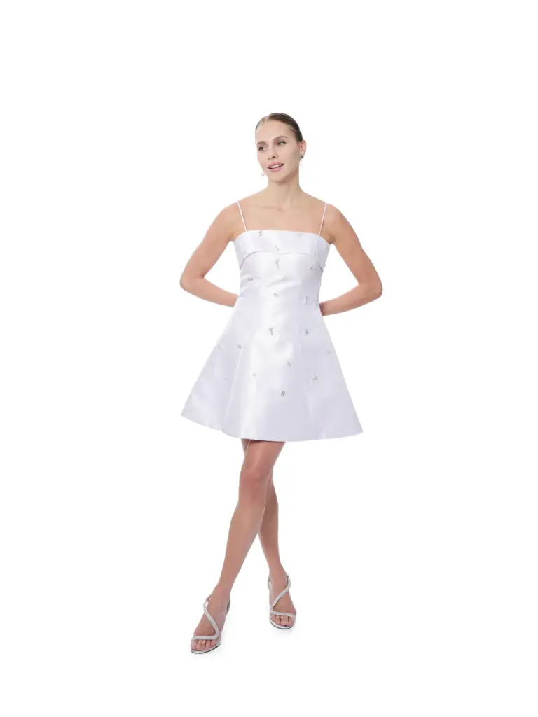 Cocktail dress beaded thin straps back