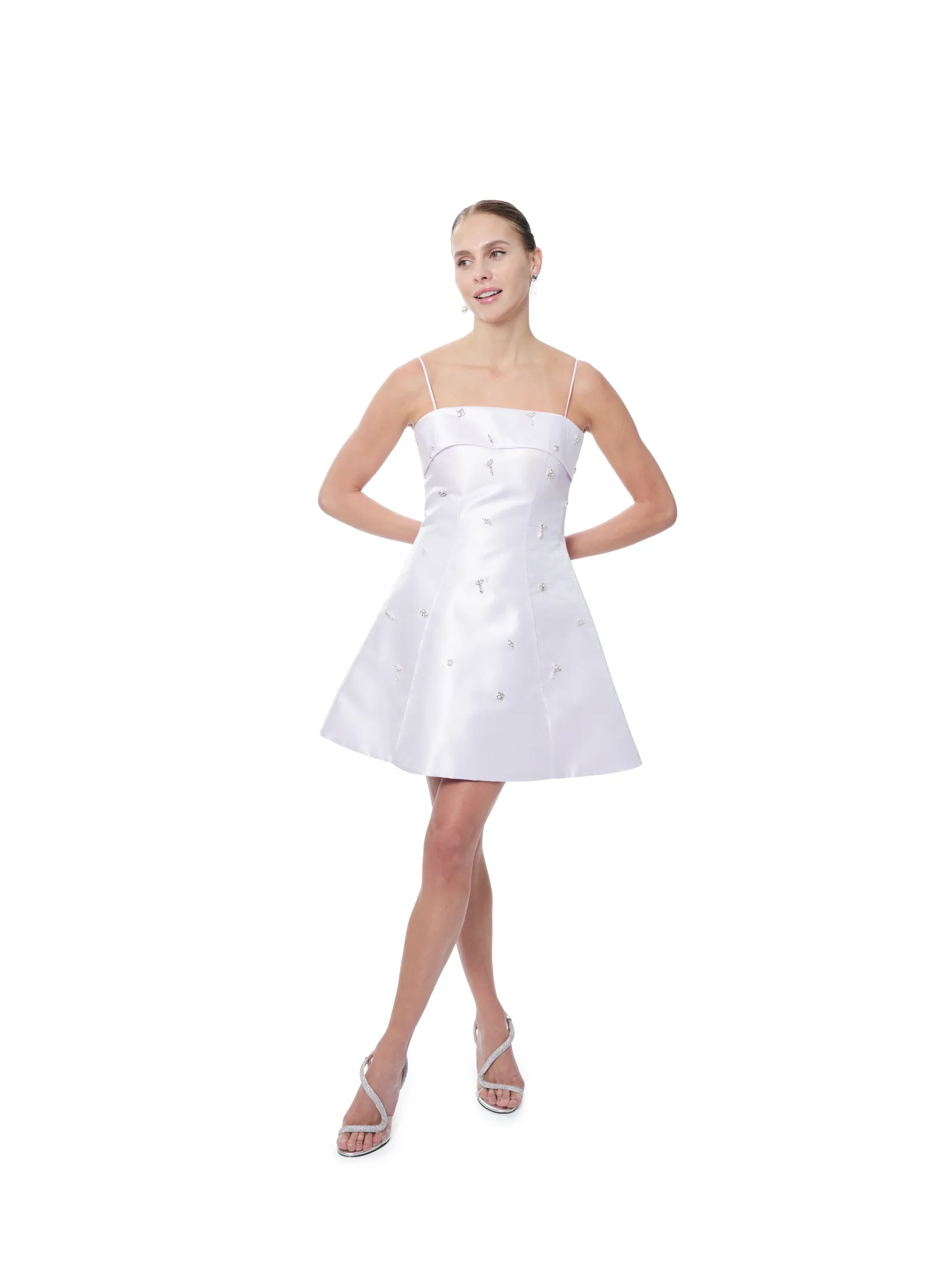 Cocktail dress beaded thin straps back