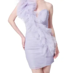Cocktail dress one shoulder ruffle tulle