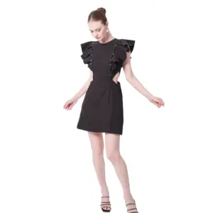 Cocktail dress ruffle shoulder with cutout