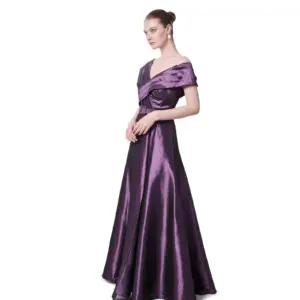 Evening dress off shoulder belted wrap