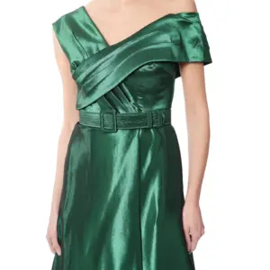 Evening dress off shoulder belted wrap back