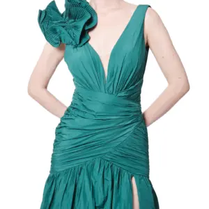 Evening dress sleeveless floral V-neck back