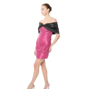 Fitted cocktail dress off shoulder with bow