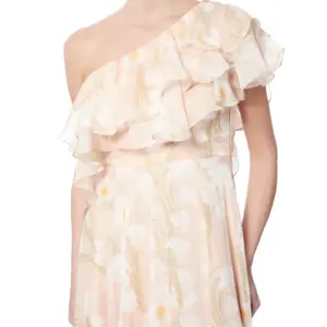 Floral maxi dress one shoulder ruffle detail