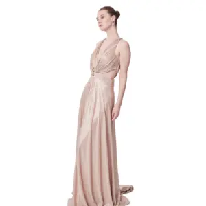 Formal gown V-neck cutout train for gala