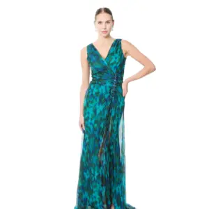 Glitter One Shoulder Long Evening Dress Pleated High Slit