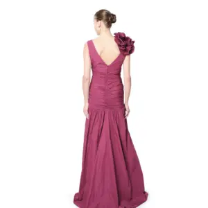 Long evening dress sleeveless floral shoulder