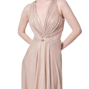 Long evening dress deep V-neck train cutout