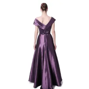 Long evening gown off shoulder wrap bodice