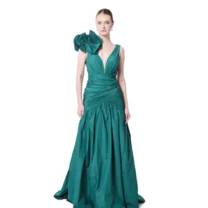 Long evening gown sleeveless floral detail