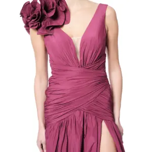 Long formal dress sleeveless floral shoulder