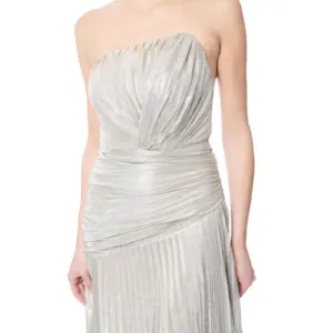 Metallic pleated gown strapless draped