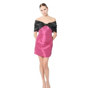 Off shoulder cocktail dress with bow detail mini fitted