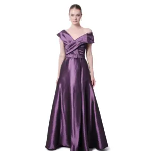 Off shoulder dress wrap bodice belt detail