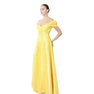 Off shoulder metallic dress pleated back