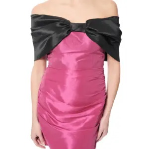 Off shoulder party dress bow detail fitted