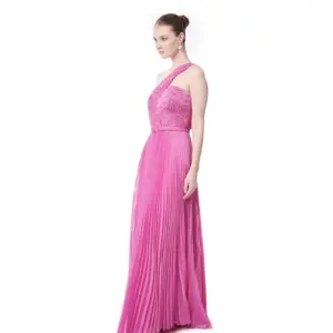 One shoulder dress pleated beaded detail