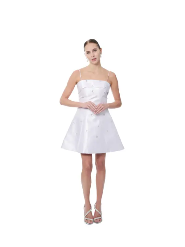 Short dress beaded A-line with pockets