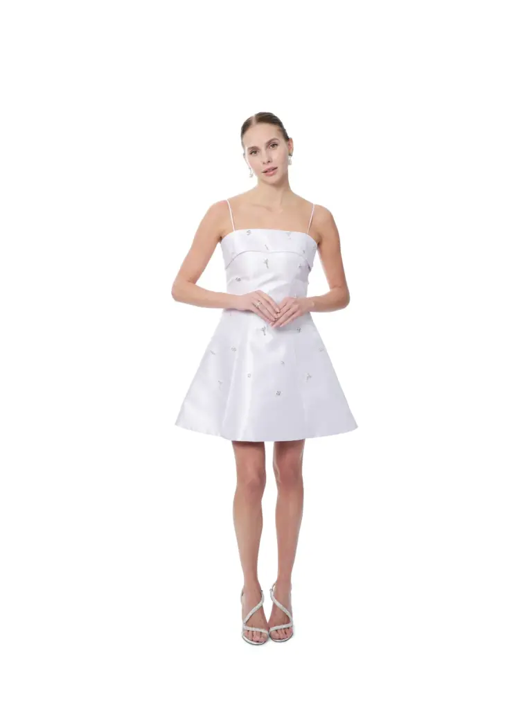 Short dress beaded A-line with pockets