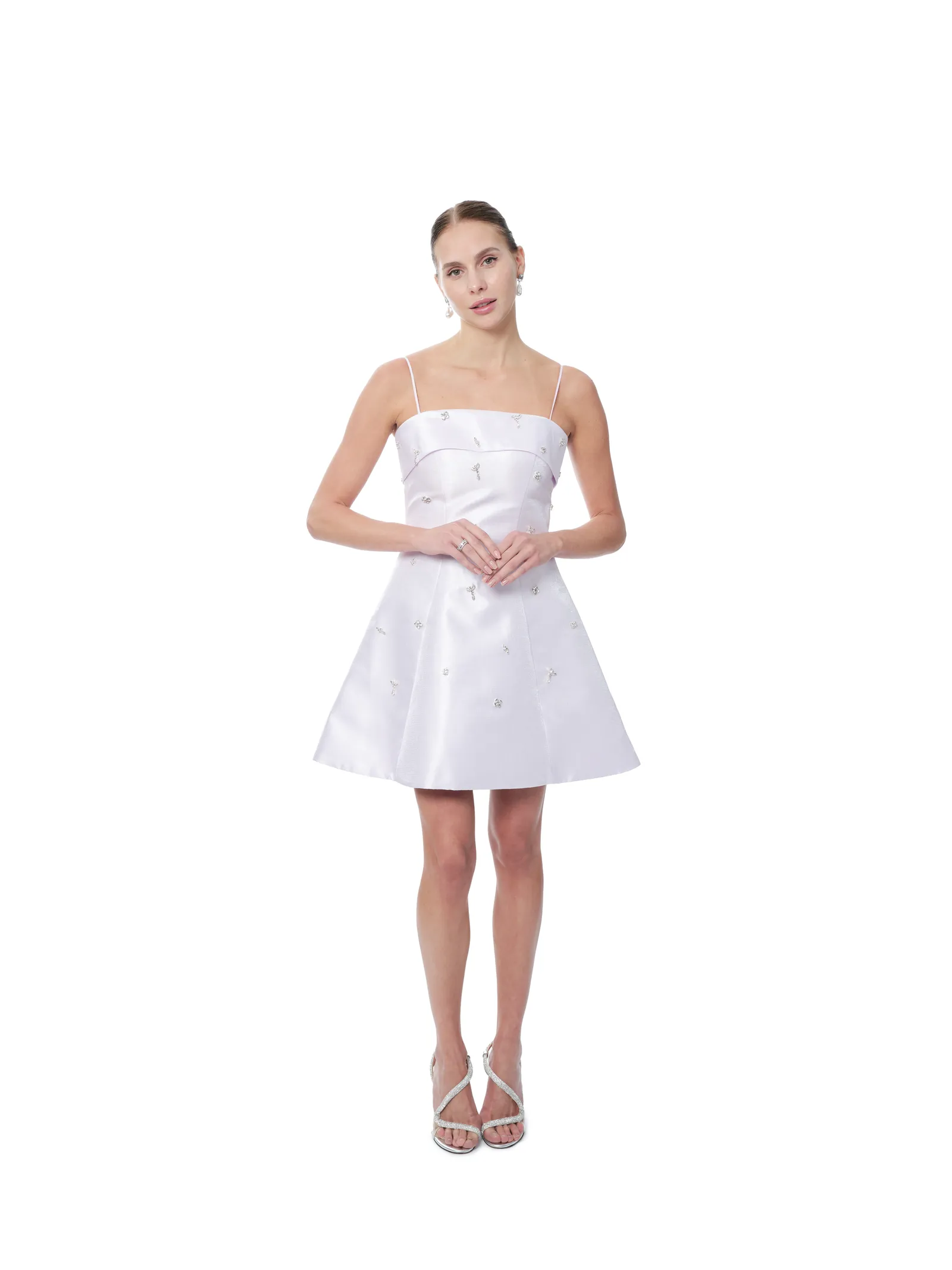 Short dress beaded A-line with pockets