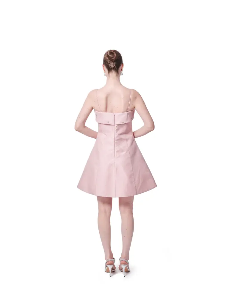 Short party dress beaded thin straps pockets