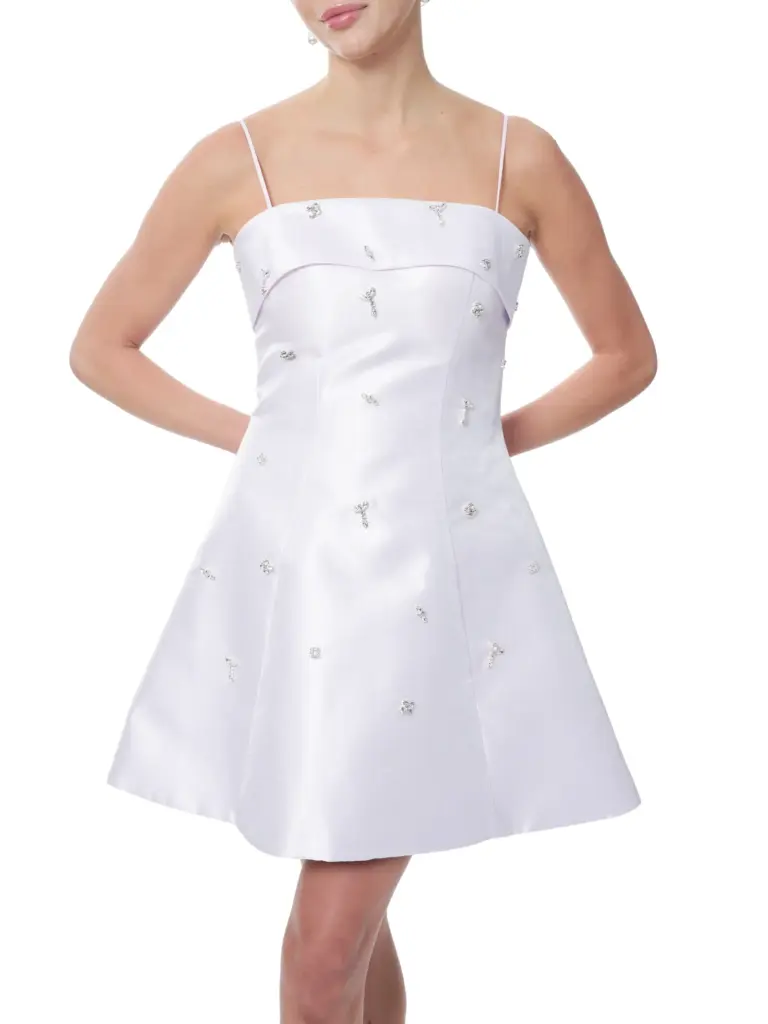 Thin straps beaded dress short A-line